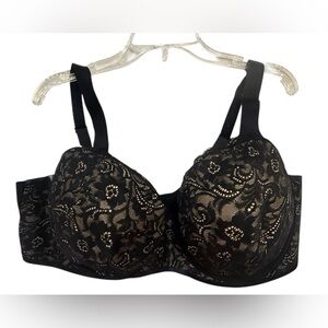 Soma Enticing Lift Full Coverage Bra Lace Underwire Womens 38DDD Black